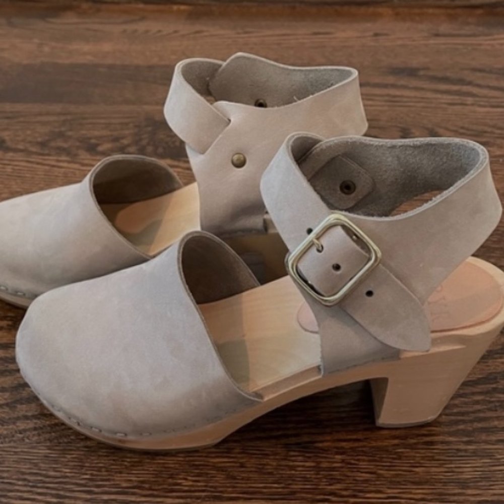 BRYR Emma Clogs - High Heel - Bone Nubuck